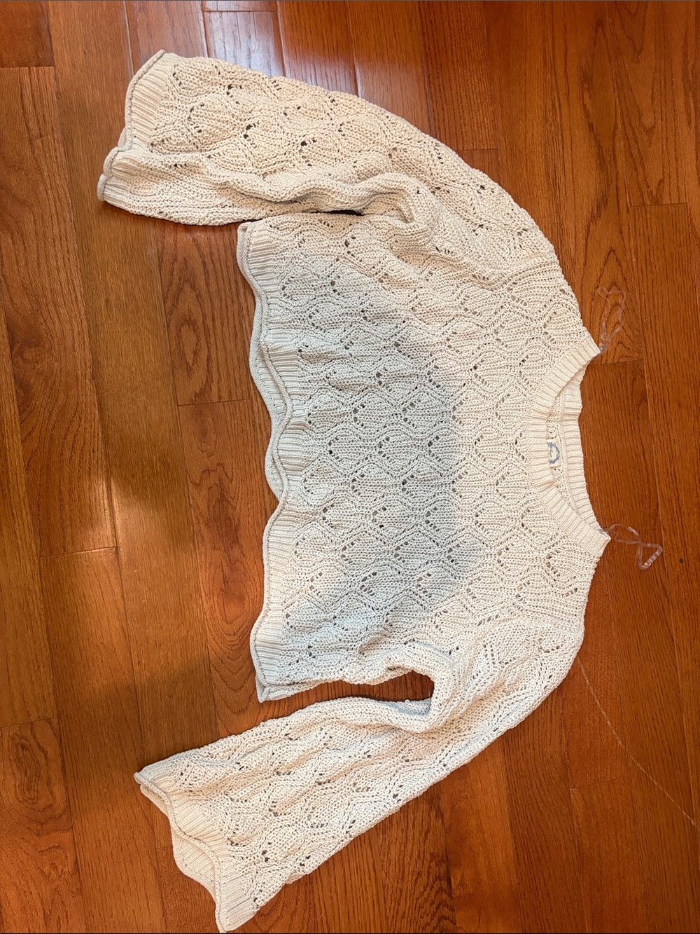 Blue Rain Cream Openwork Knit Top